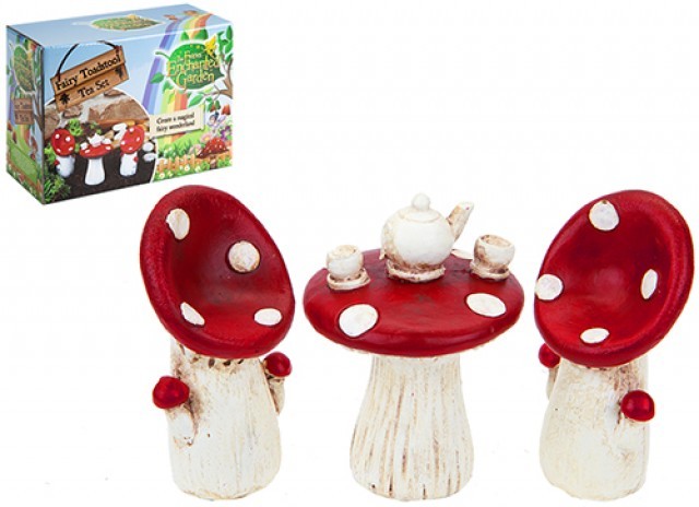 Fairy Toadstool Tea Set for Two - Enchanted Garden Home Decor