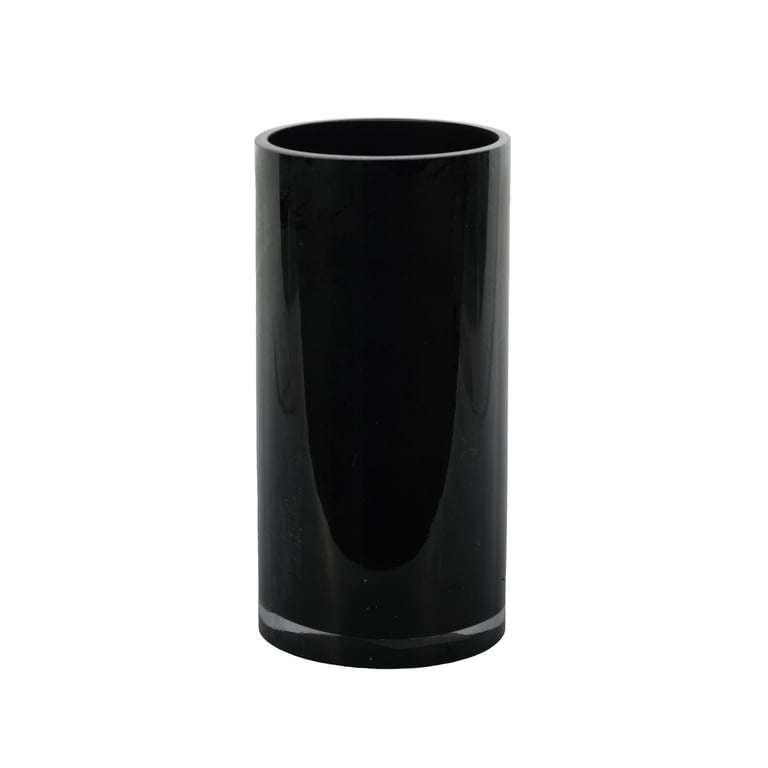 Black Gloss Cylinder Vase - Modern Home Decor Accent, 20cm H x 10cm D