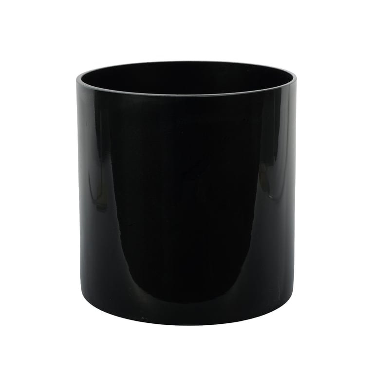 Black Gloss Cylinder Vase - Decorative Home Decor Table Centerpiece (20cm H x 20cm W)