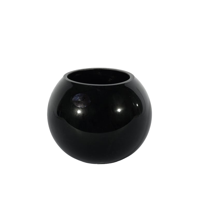 Black Gloss Bubble Ball Glass Vase 10cm - Modern Home Decoration Accent