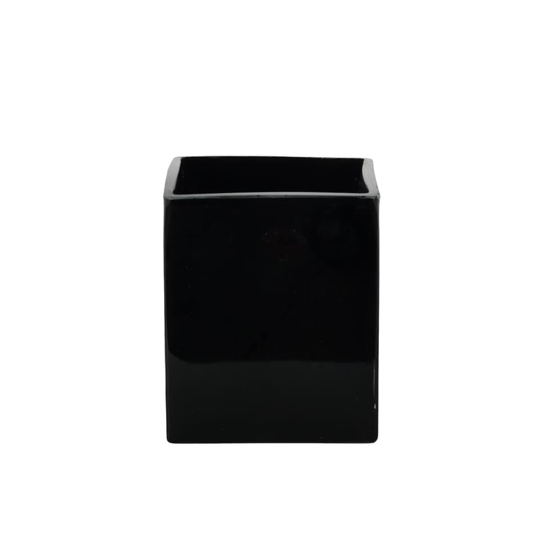 Black Gloss Cube - 10x10x12cm Decorative Home Accessory for Garden and Indoor Use