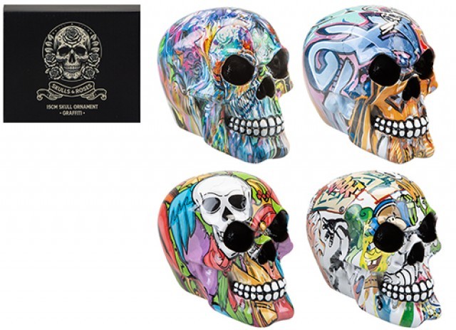 Graffiti Decorated Skulls 15cm - Assorted Wall Art Home Decor