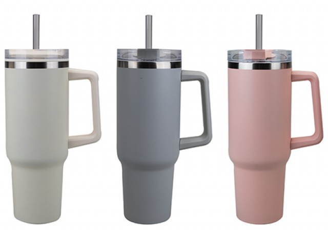 Large Insulated Drinking Cup Set with Reusable Straw - Assorted Travel Cups