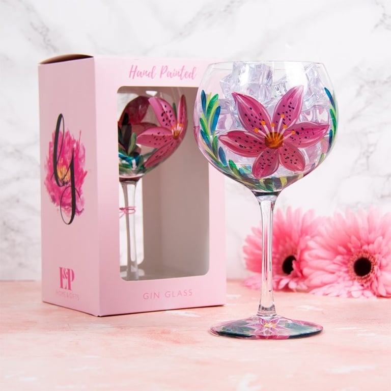 Elegant Vintage Style Lily Gin Glass - Home Bar Essentials Cocktail Glasses Set