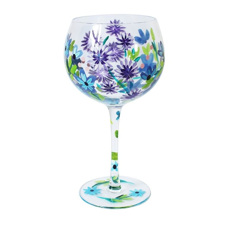 Cornflower Gin Glass - Vintage Floral Patterned Cocktail Glasses Set
