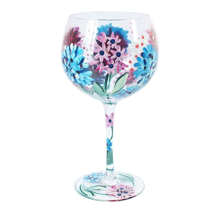 Hydrangea Gin Glass Set - Elegant Home Bar Decor and Cocktail Glassware