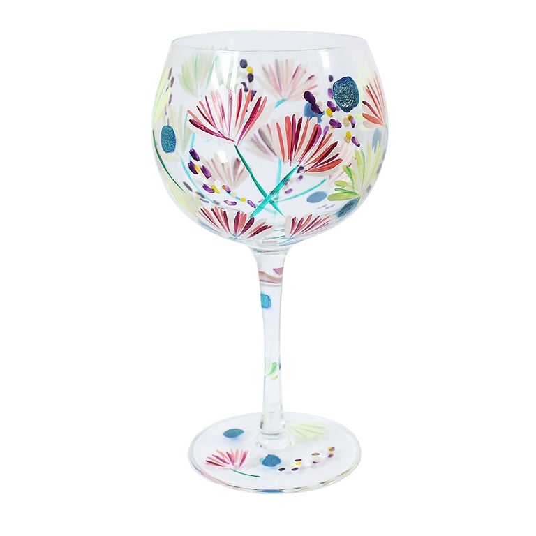 Meadow Thistles Gin Glass - Unique Botanical Design Home Decor Cocktail Glass