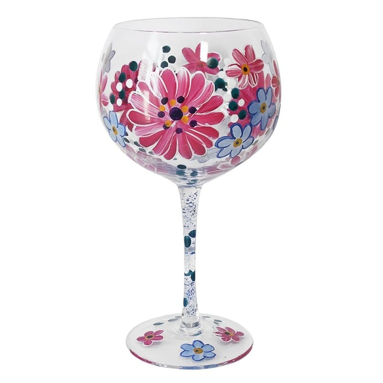 Pink Gerbera Gin Glass - Elegant Floral Cocktail Servingware for Home Bar Decor