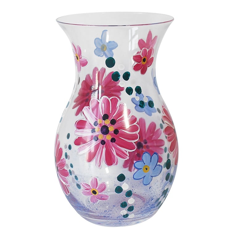 Pink Gerbera Hand Painted Floral Vase - Home Decor Garden Decoration