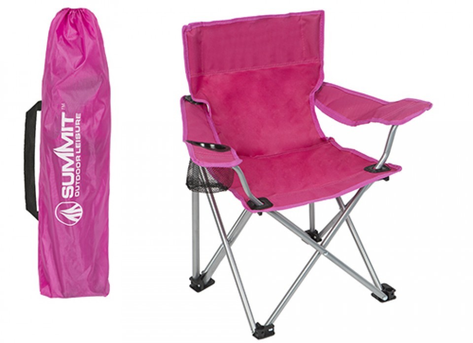 Summit Junior Portable Camping Chair - Pink Outdoor Seating for Kids