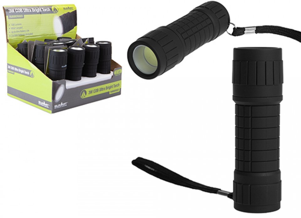 Summit 3W Cob Rubber Torch - Durable Outdoor Camping Light with Black Finish