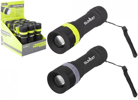 Summit 1W LED Focus Beam Torch - Waterproof Camping Flashlight with Adjustable Spotlight