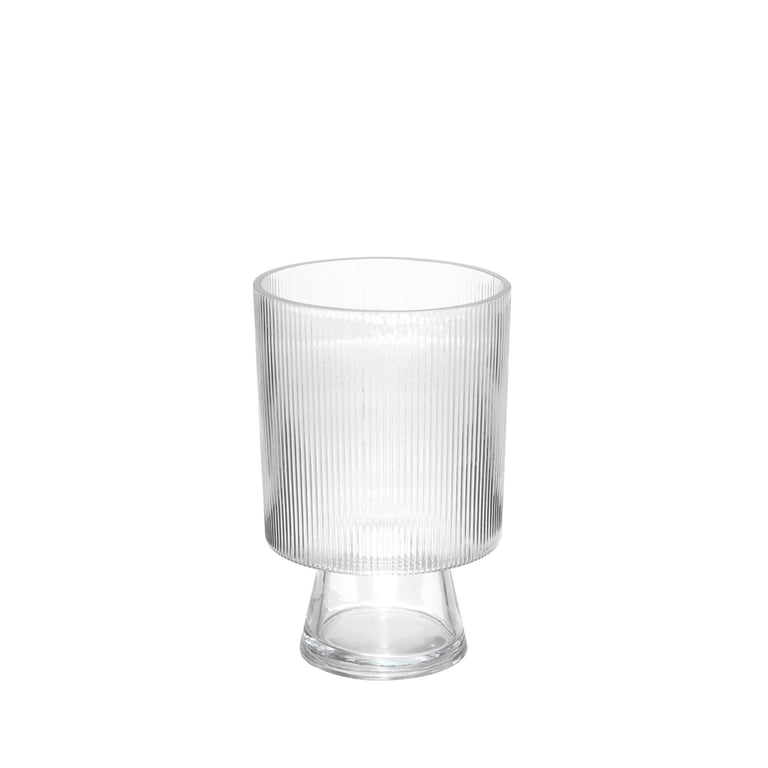 Clear Raised Ribbed Vase 21cm - Elegant Home Decor Accent