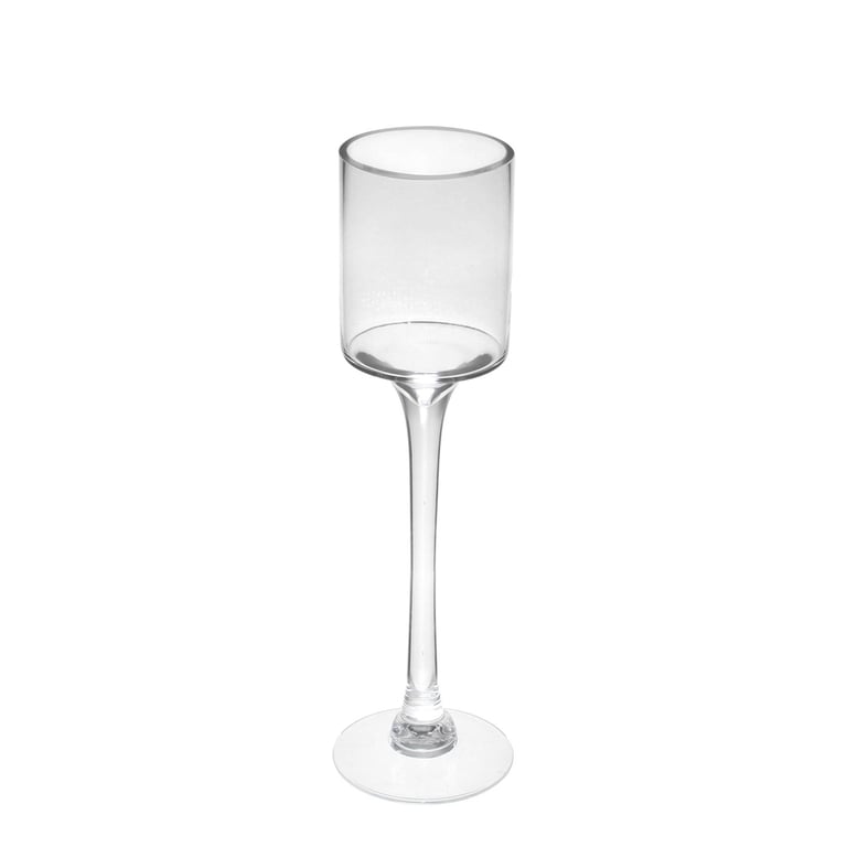 Clear Tall Stem Candle Holder Glass Vase 40cm - Elegant Home Decor with Indoor Candle Display