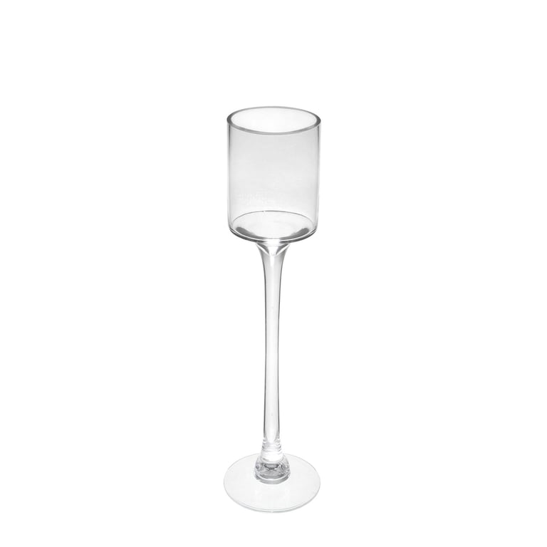 Clear Tall Stem Candle Holder Glass Vase - 45cm Height Home Decor Candle Holder Vase for Interior Design