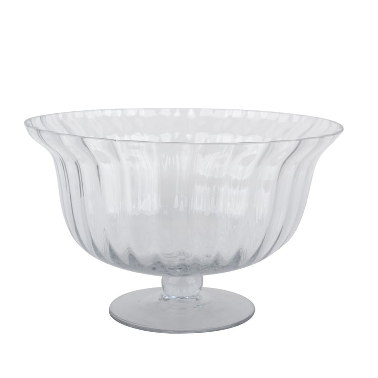 Clear Rochelle Fluted Stemmed Glass Bowl - Elegant Home Decor and Kitchenware Addition