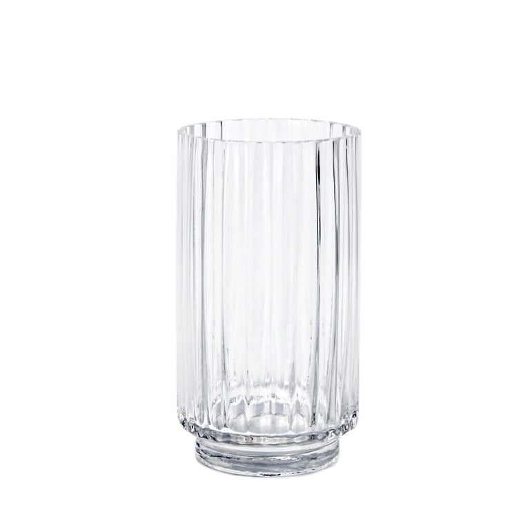 Clear Rochelle Fluted Cylinder Glass Vase - Modern 21cm Clear Home Decor Floral Vase