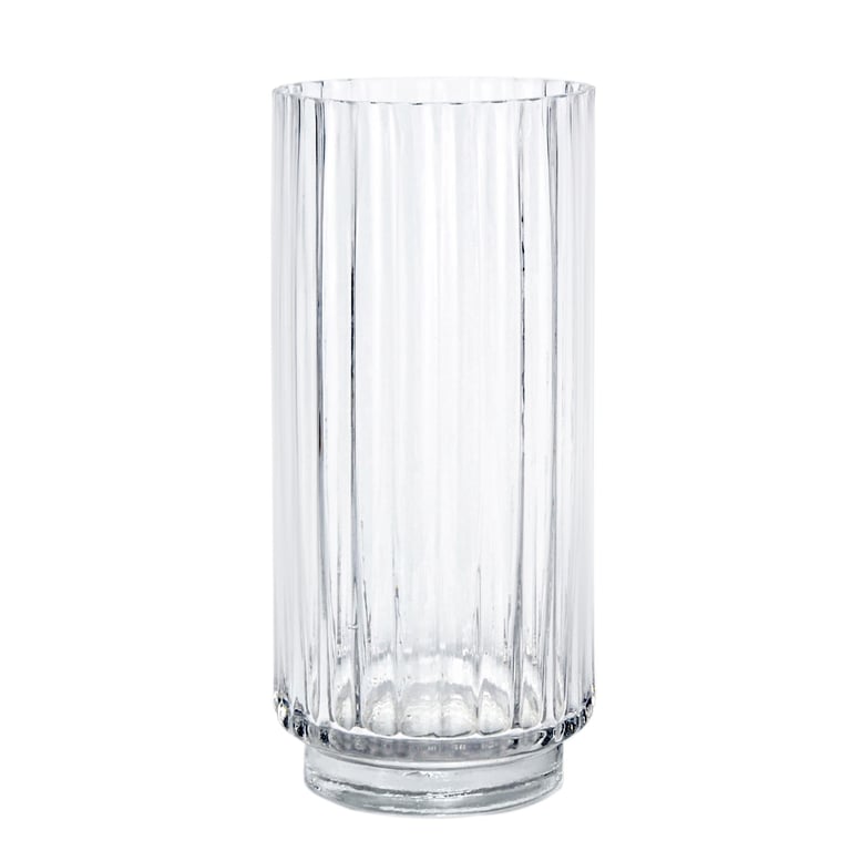 Clear Rochelle Fluted Cylinder Glass Vase - Elegant Home Decor Accent (27cm)