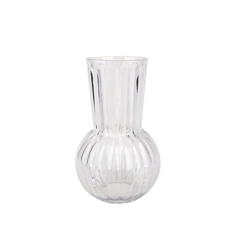 Clear Rochelle Fluted Vase with Onion Base - 20cm Home Decor Accent