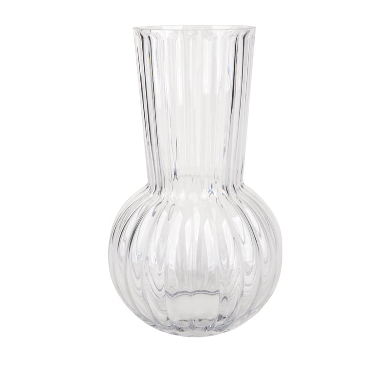 Clear Rochelle Fluted Vase with Onion Base - 28cm Clear Glass Home Decor Accent