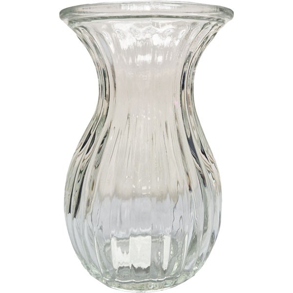 Clear 14cm Fluted & Flared Glass Vase - Elegant Home Decor Accessory
