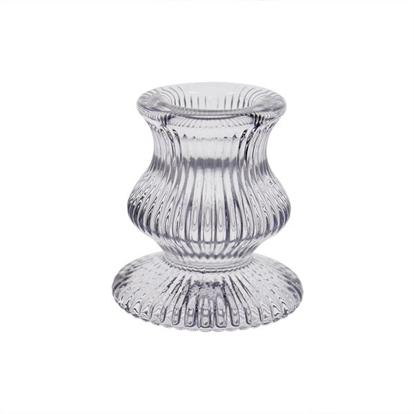 Clear Eliza Glass Taper Candle Holder - Elegant Home Decor Accessory