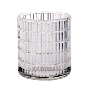 Clear Glass Textured Tealight Holder - Elegant Home Decor Accent