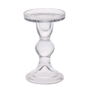 Zara Clear Glass Pillar Candle Holder - 12cm Home Decor Item
