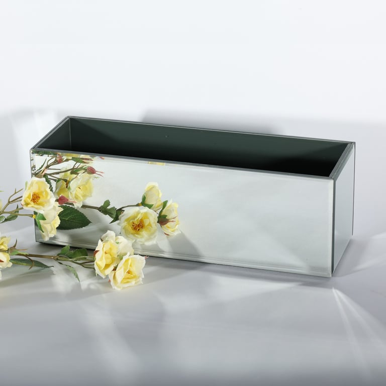 Mirror Rectangular Trough Planter - 30cm Long Indoor & Outdoor Home Garden Planter with Mirror Finish