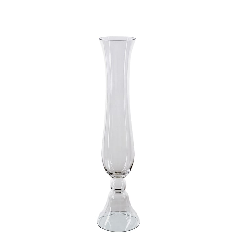 Clear Glass Fluted Base Bell Shaped Home Decor Vase 77cm Large Clear Glass Vase