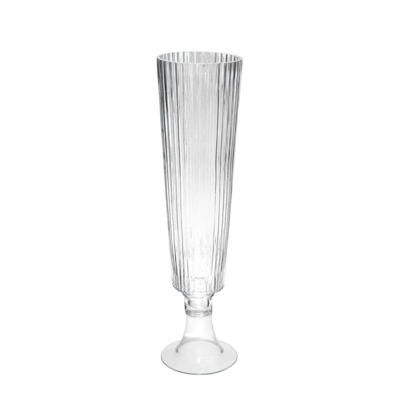 Clear Tall Ribbed Fluted Glass Vase - 56cm Elegant Home Decor Accent