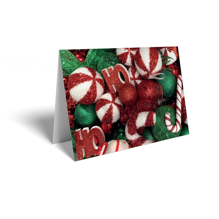 Candy Cane Christmas Cards - Festive 25 Pack Holiday Greeting Stationery Set