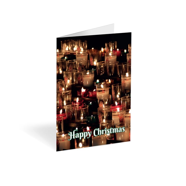 Christmas Candles Folded Cards - Eco-Friendly Holiday Decor (Pack of 25)
