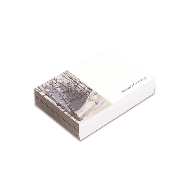 Snowy Trees Floral Greeting Cards - Pack of 25 Holiday Decorations for Home & Garden