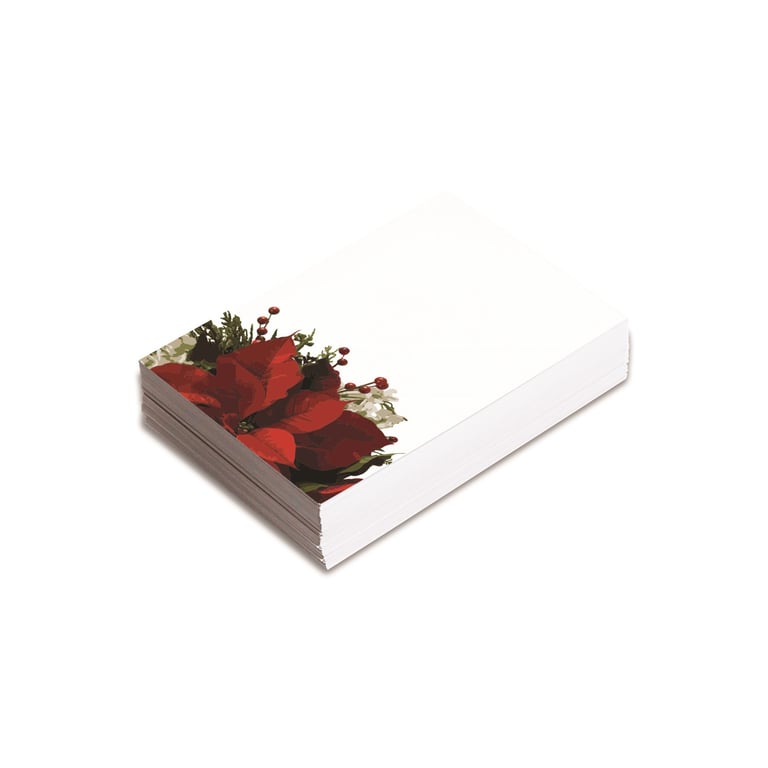 Poinsettia and Berries Florist Card Pack - Winter Holiday Greeting Cards (Pack of 25)