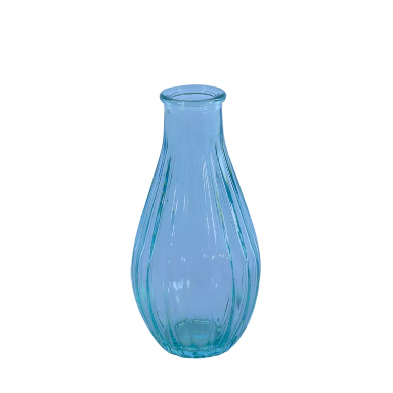 Blue Vintage Fluted Bud Vase - Elegant Home Decor for Floral Arrangements and Centerpieces