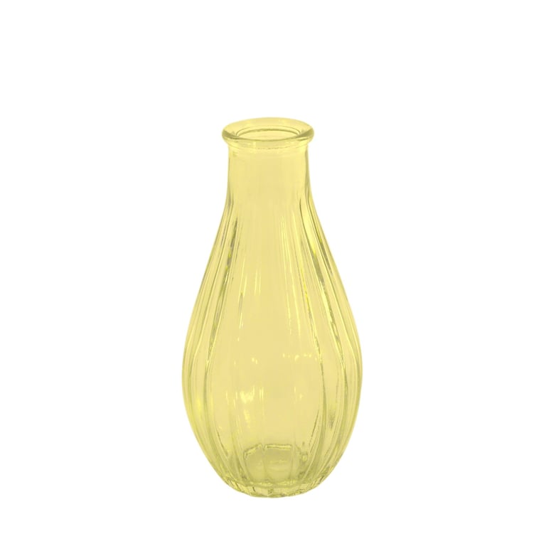 Yellow Vintage Fluted Bud Vase (14cm) - Elegant Home Decor Accent with Floral Decoration Capability