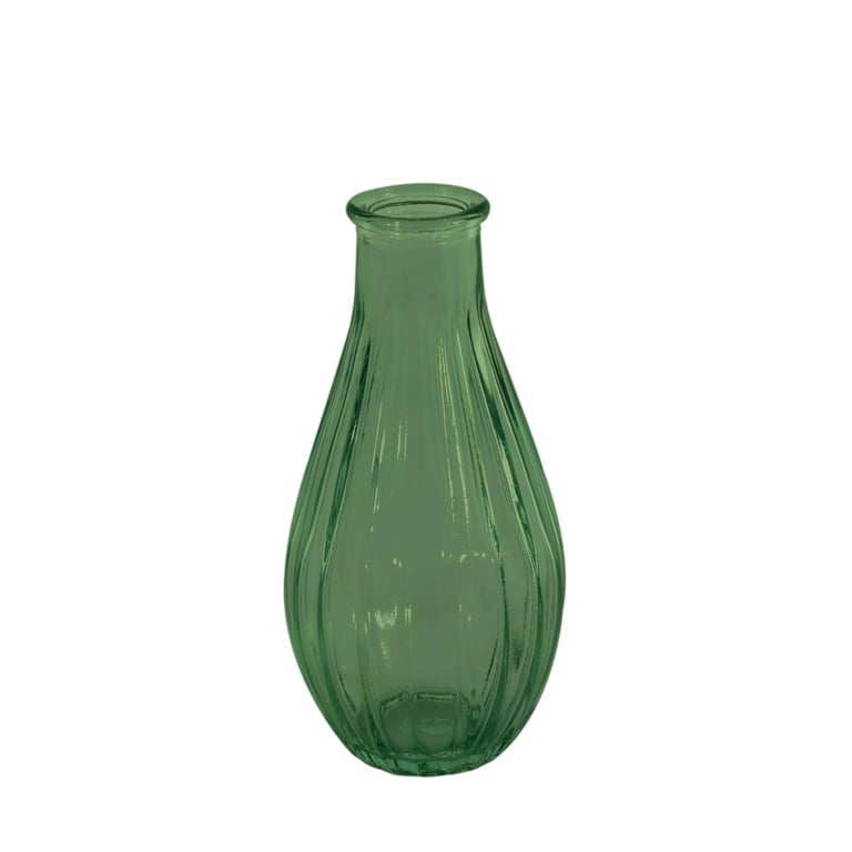 Green Vintage Fluted Bud Vase - Elegant Home Decor Floral Decoration