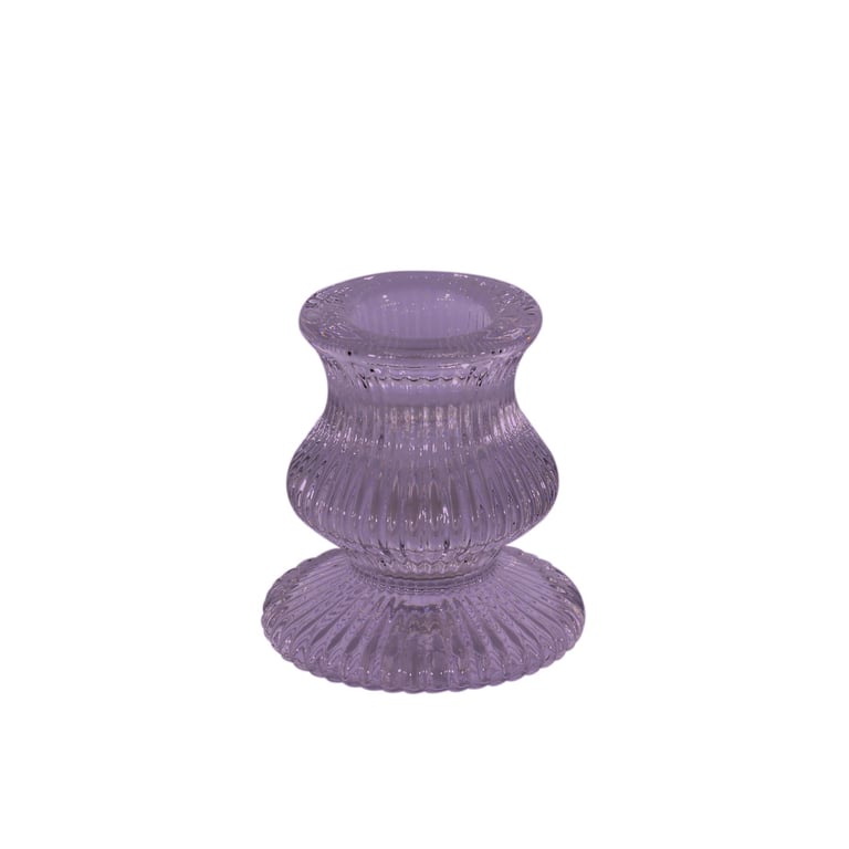 Lilac Eliza Glass Taper Candle Holder - Elegant Home Decor Accent