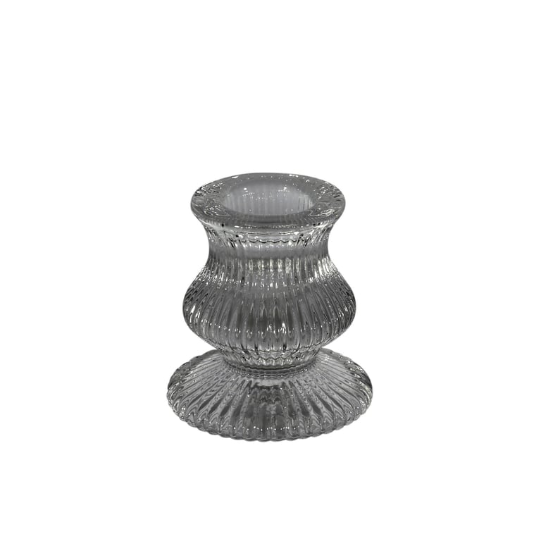 Grey Eliza Glass Taper Candle Holder - 6cm Home Decor Accent