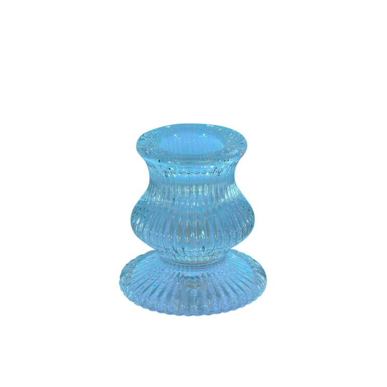 Blue Eliza Glass Taper Candle Holder - Elegant Home Decor Item for Indoor Decoration