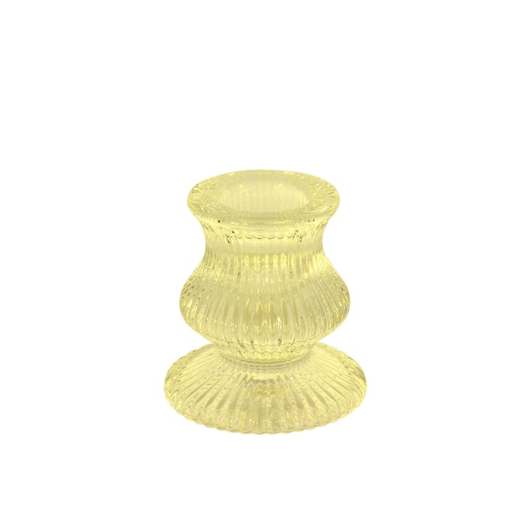 Yellow Eliza Glass Taper Candle Holder - 6cm Home Decor Accent