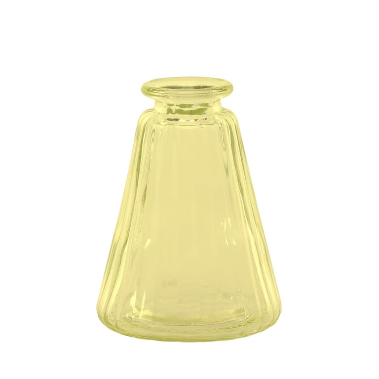 Yellow Pyramid Glass Bottle Vase - 10cm Home Decor Accent for Kitchen Decoration