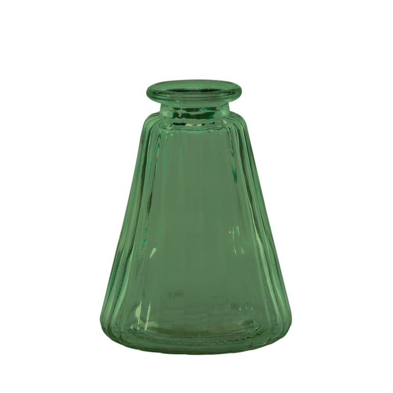 Green Pyramid Glass Bottle Vase - 10cm Home Decor Accent for Floral Arrangements