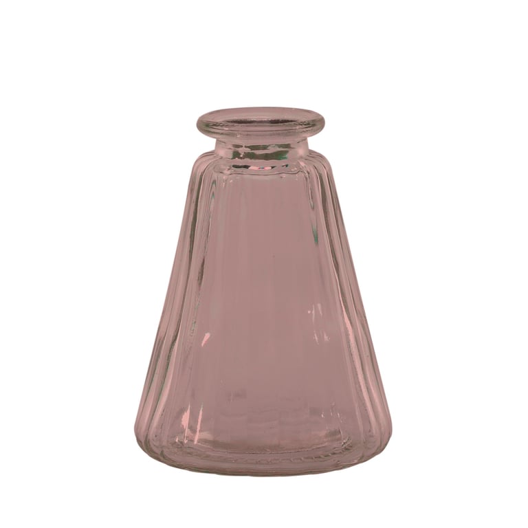 Pink Pyramid Glass Bottle Vase - Elegant Home Decor Accent, 10cm Height