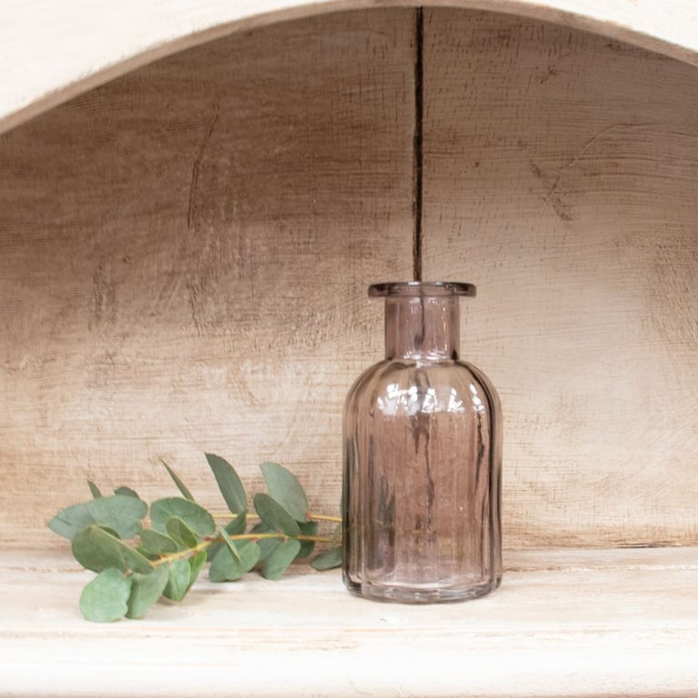Grey Flora Bottle Glass Vase - Elegant Home Decor Accent (10.5cm)