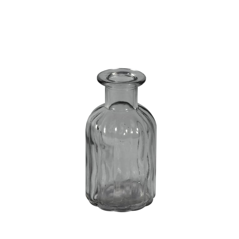 Grey Flora Bottle Glass Vase - Elegant Home Decor Accent (10.5cm)