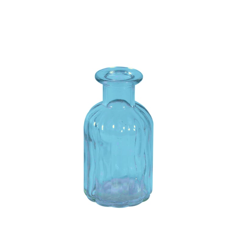 Blue Glass Flora Bottle Vase - Elegant Home Decor for Floral Arrangements and Garden Ornaments
