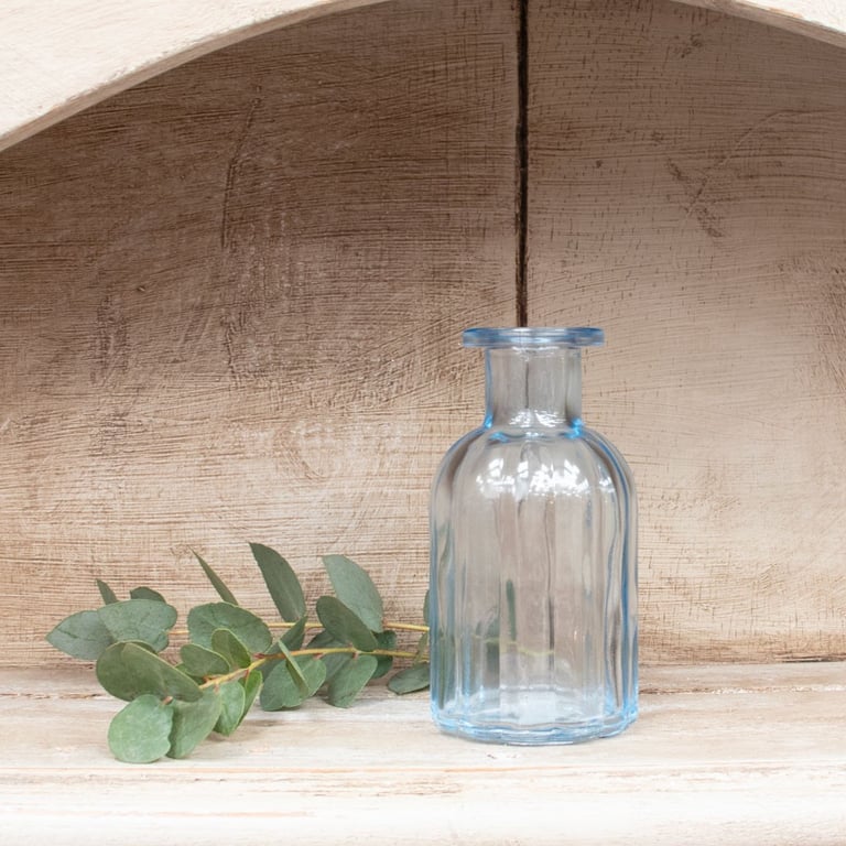 Blue Glass Flora Bottle Vase - Elegant Home Decor for Floral Arrangements and Garden Ornaments