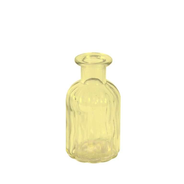 Yellow Flora Bottle Glass Vase - Elegant 10.5cm Home Decor Accent for Floral Arrangements and Centerpieces